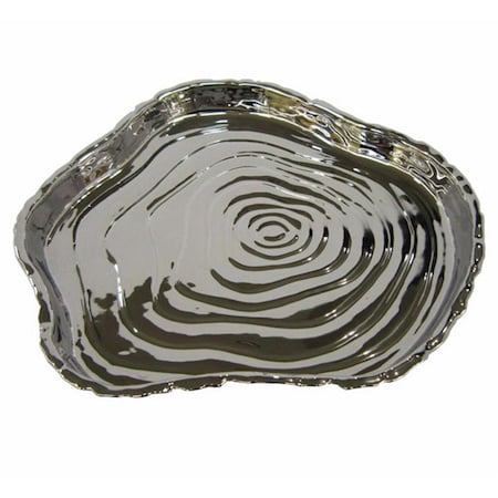Jiallo 8.75 x 8 in. Botanic Porcelain Tree Bark Tray, Silver 69110